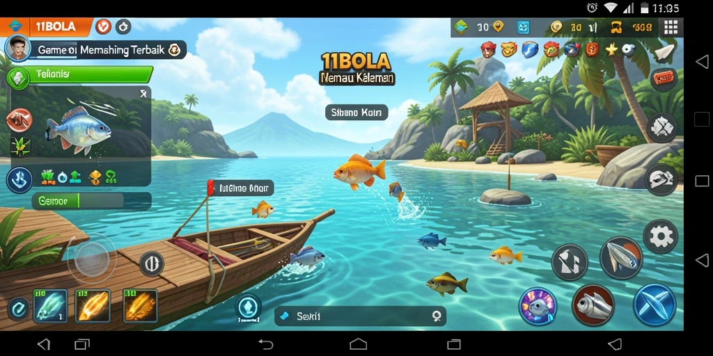 Tampilan gameplay 11BOLA yang seru dalam memancing.