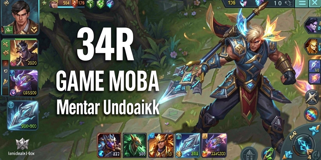 Gameplay mendebarkan dalam 34R yang menunjukkan aksi MOBA.