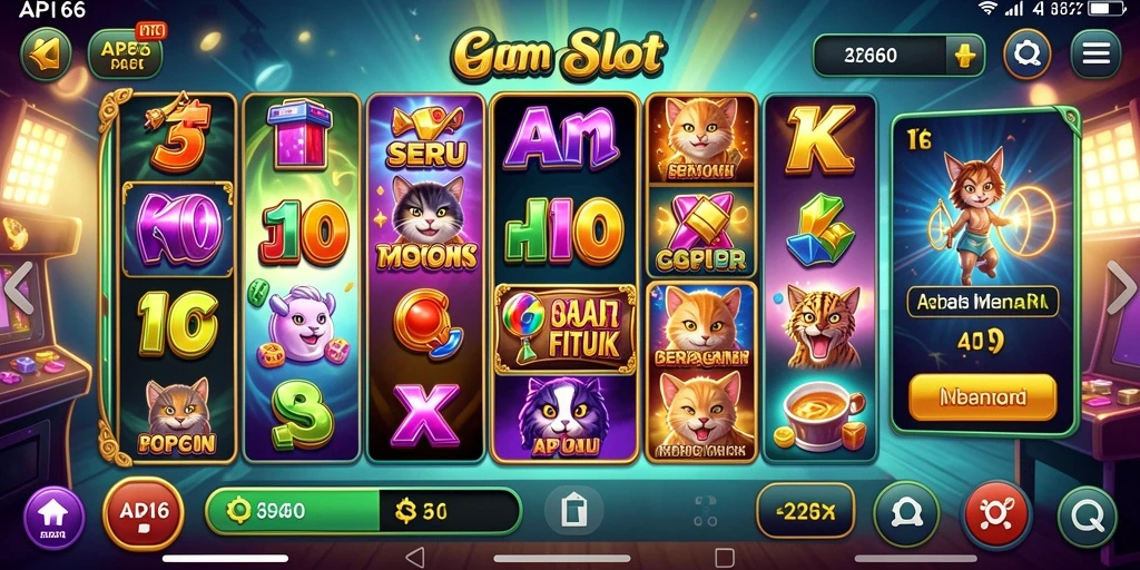 Screenshot gameplay API66 menampilkan grafik karakter dan efek visual slot.