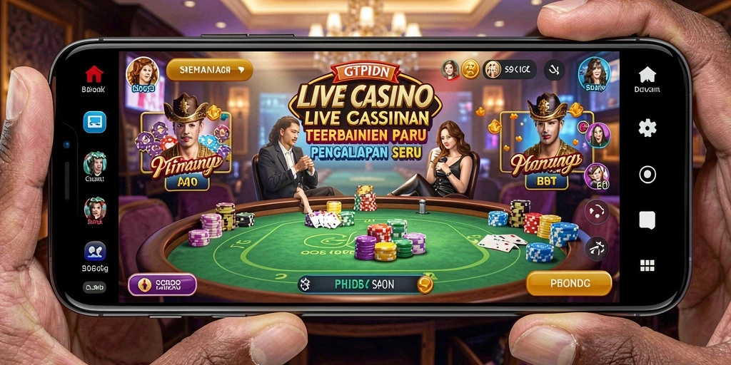 Screenshot GTPIDN menampilkan dealer langsung dalam aksi permainan Live Casino.
