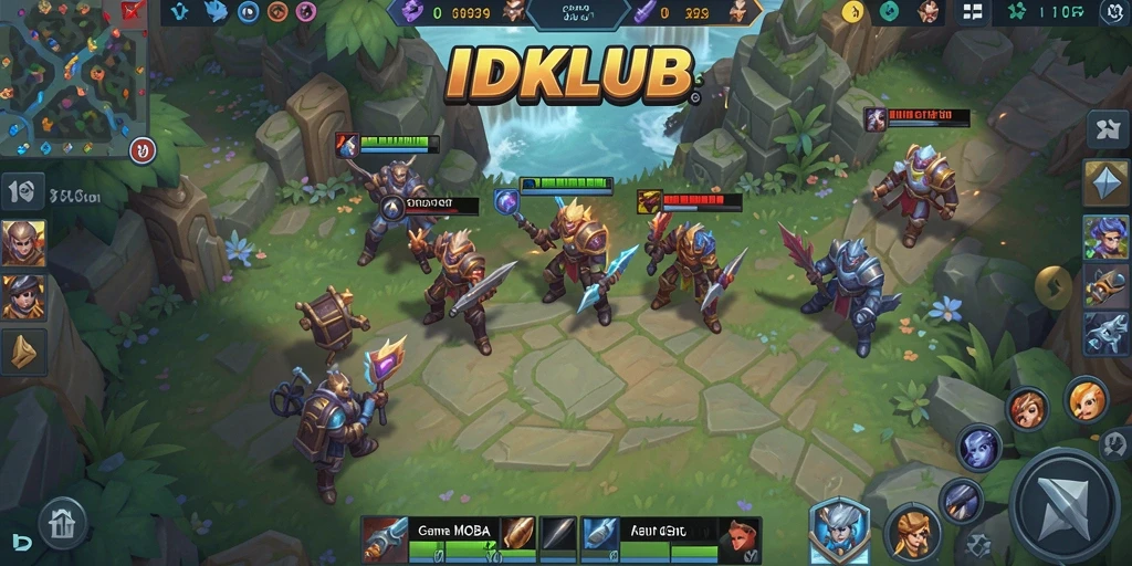 Tampilan gameplay MOBA IDKLUB yang seru dan mendebarkan.