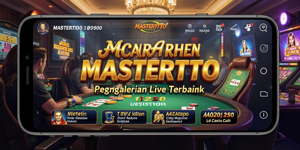 Screenshot gameplay MASTERTOTO menunjukkan dealer langsung dan suasana kasino yang menarik.