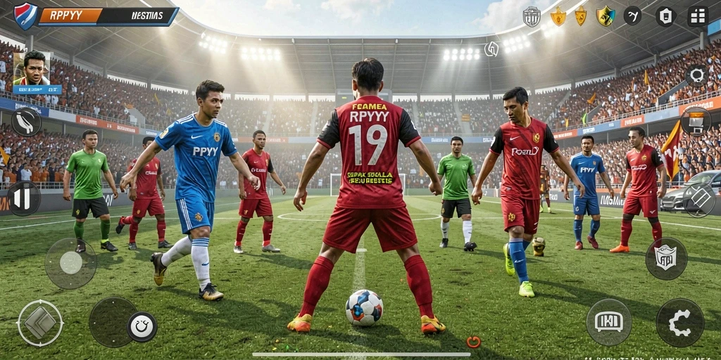 Tampilan gameplay yang menarik dari game sepak bola RPYYY.