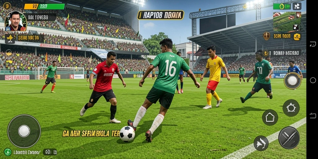 Tangkapan layar game SIAP108 menampilkan aksi sepak bola yang mendebarkan.