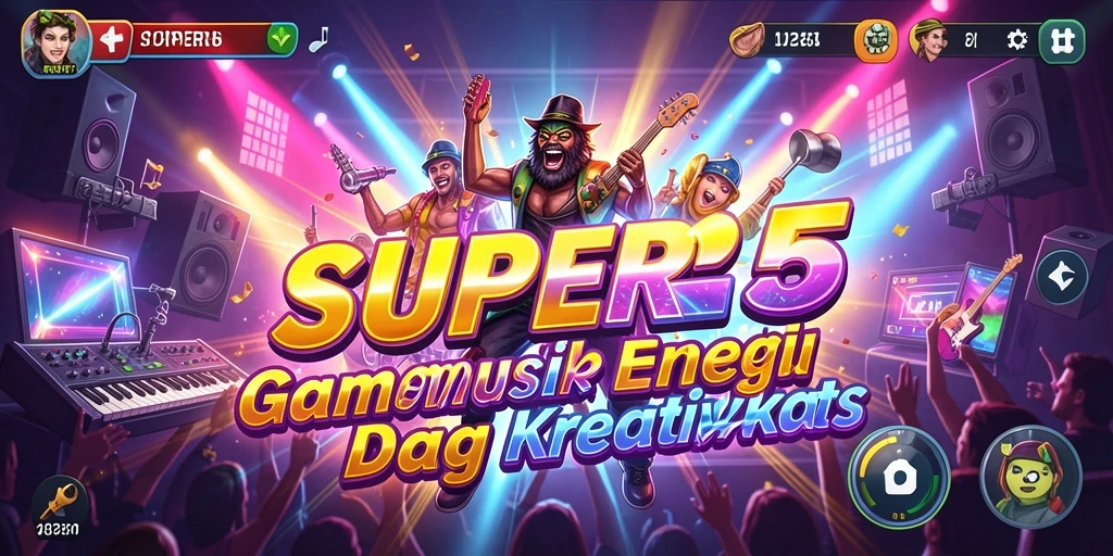 Tampilan gameplay SUPER5 yang penuh warna dan menarik.