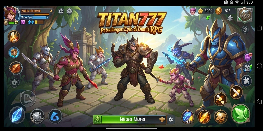 Tampilan gameplay mendebarkan dari TITAN777 dalam dunia RPG yang megah.