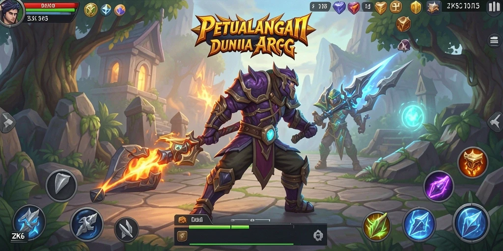 Screenshot menunjukkan pertarungan epik dalam permainan ARPG ZK6.